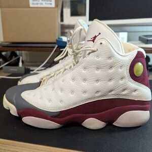 Used Jordan Athletic Shoes in White and Burgundy